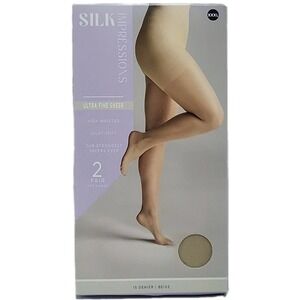 Silk Impressions‎ XXXL Sheer High Waisted - Ultra Fine Sheer - 15 Denier - Beige